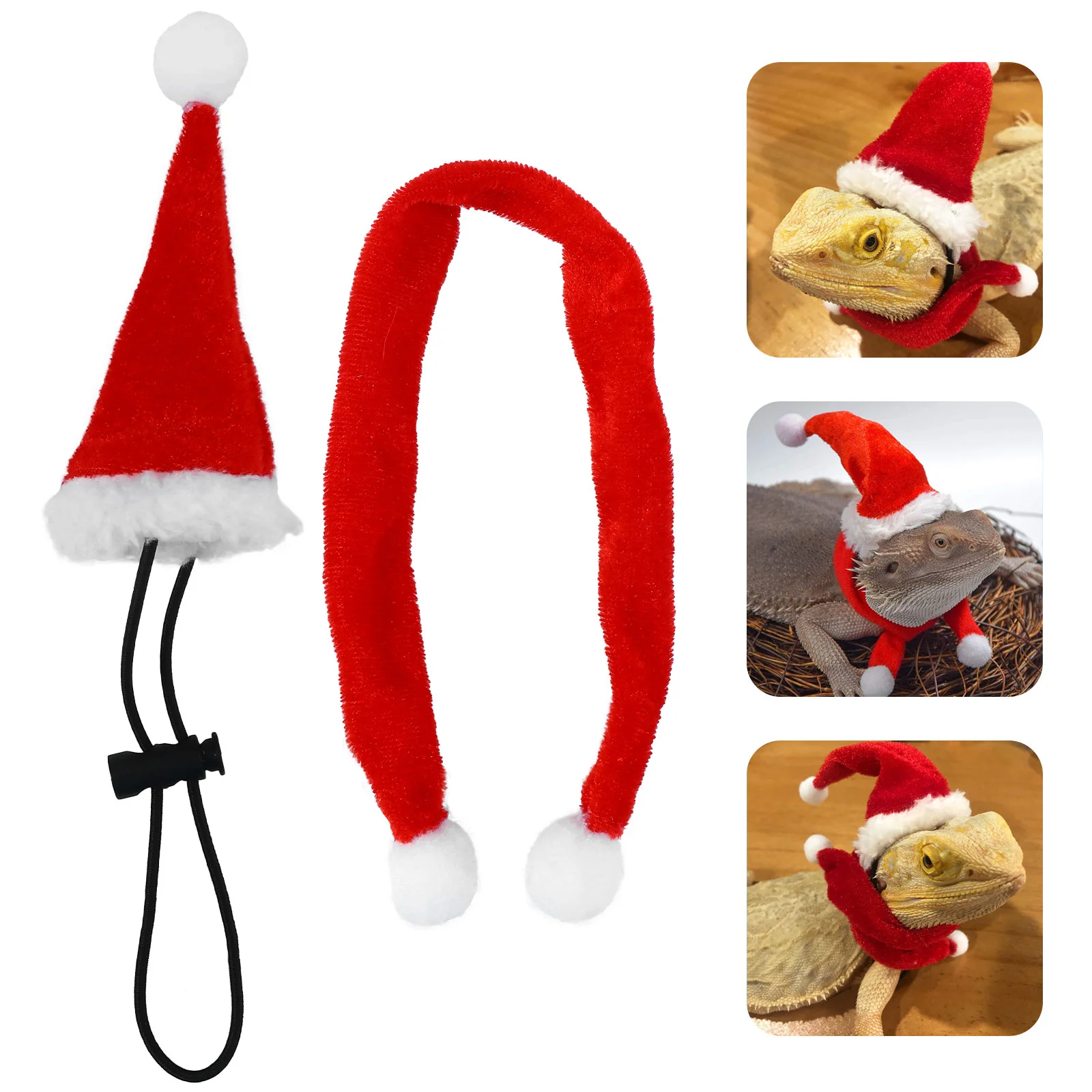 

Hat Christmas Lizard Bearded Santa Dragon Scarf Costume Animal Xmas Clothe Reptile Set Small Forhats Bottle