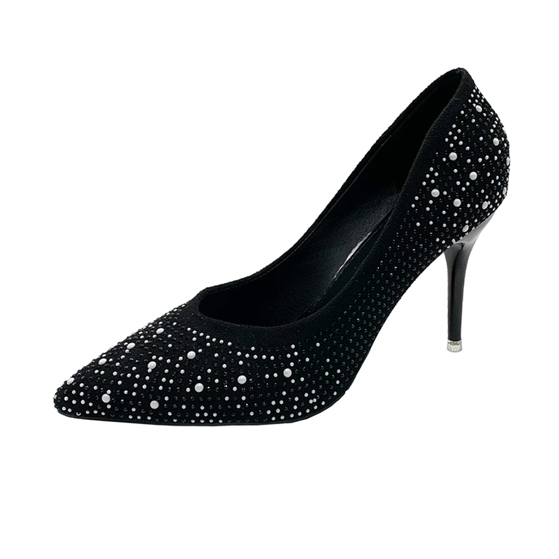 2022 New Ladies Wedding Shoes Women White Rhinestone Slip-On Crystal Stilettos Pointed Toe Red Bridal Fashion High Heels sandals