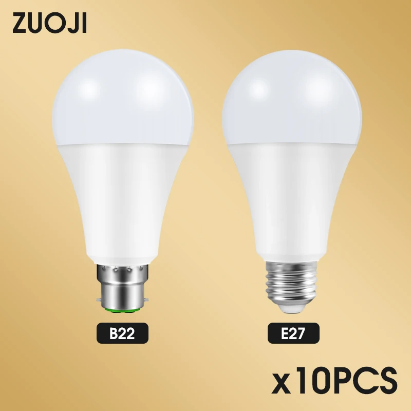 

10Pcs LED Bulb Light E27 LED Bombilla Lamp B22 5W 7W 9W 12W 15W 18W High Brightness Led Spotlight for Living Room Home Lighting