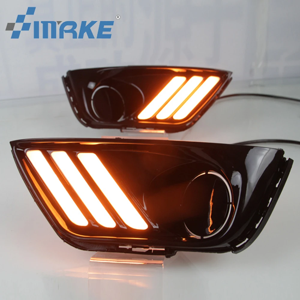 1 пара для Jeep Compass 2017 2018 2019 LED DRL дневные ходовые огни светильник желтый сигнал