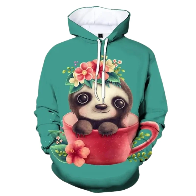 Funny Animal Sloth Graphic Sweatshirts Cute Bradypod 3D Printed Hoodies For Men Clothes Casual Women Hoody Streetwear Kid Tops