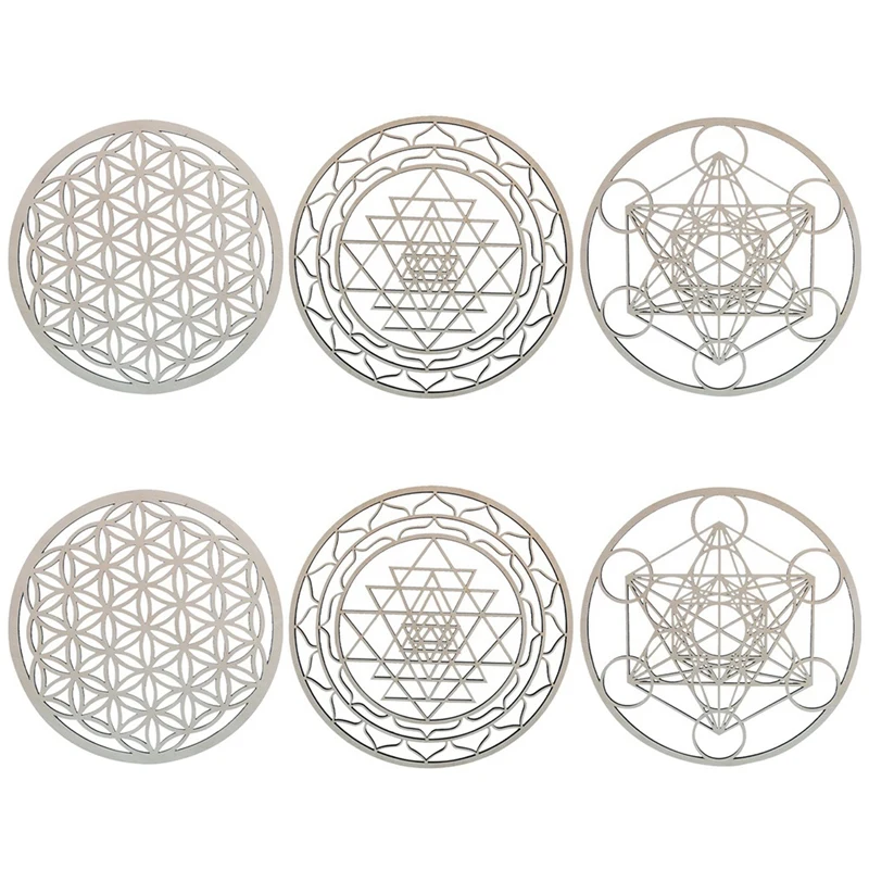 

6Pcs/Set Sacred Geomtry Wall Art Set Wooden Wall Art, Sacred Geometry Art, Sculpture, Wall Decorations For Home Decor