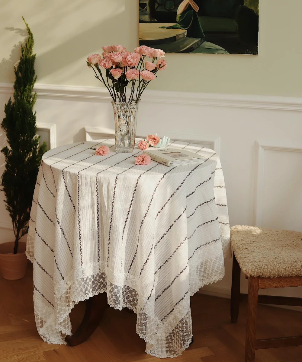 

Белая кружевная скатерть во французском стиле, чистый хлопок, скатерть для обеденного стола, скатерть для круглого стола, чайного столика