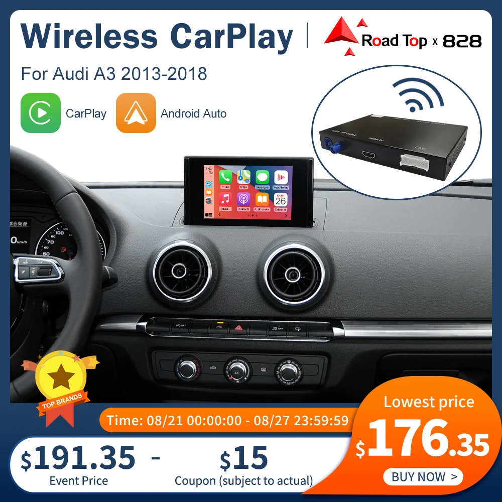 

Wireless Apple CarPlay Android Auto Interface for Audi A3 2013-2018, with AirPlay Mirror Link Car Play Functions