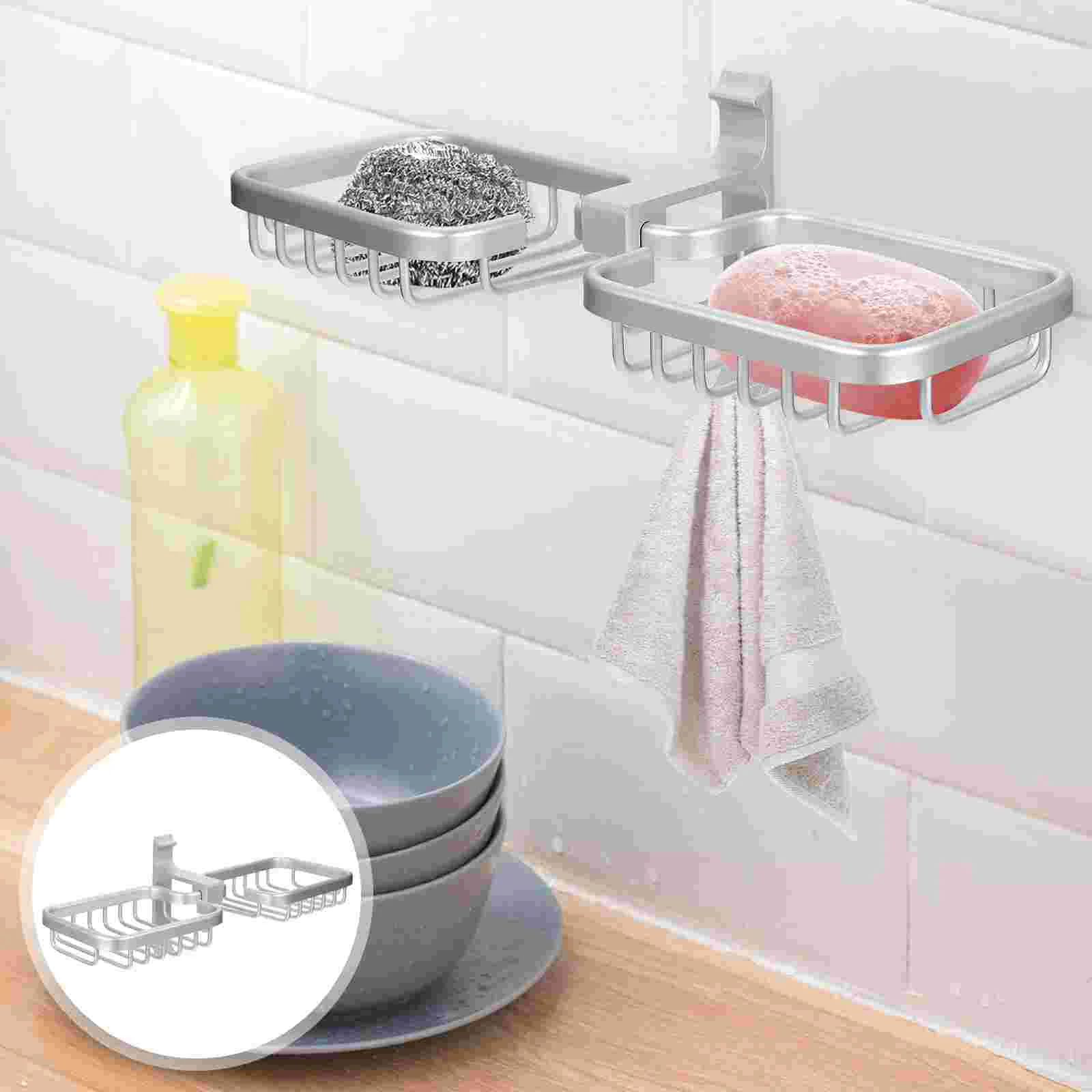 

Storage Tub Soap Drainage Shelf Wall Soap Dish Bar Soap Holder Adhesive Soap Box Sink Sponge Holder