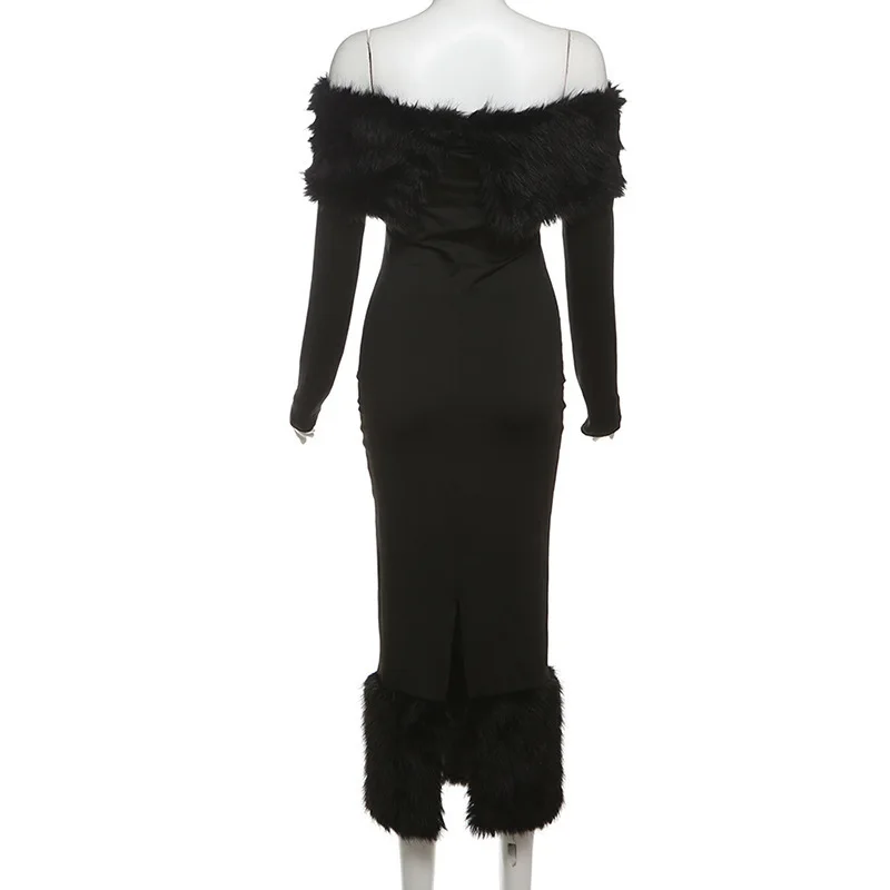 NIDANSSI пуховое платье без бретелек с открытой спиной клубное вечернее женское