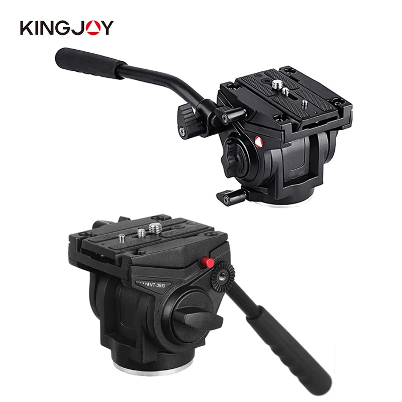 KINGJOY VT-3510 Panoramic Tripod Head Hydraulic Fluid Video Head Holder for Monopod Mobile DSLR Stand with Quick Release Plate