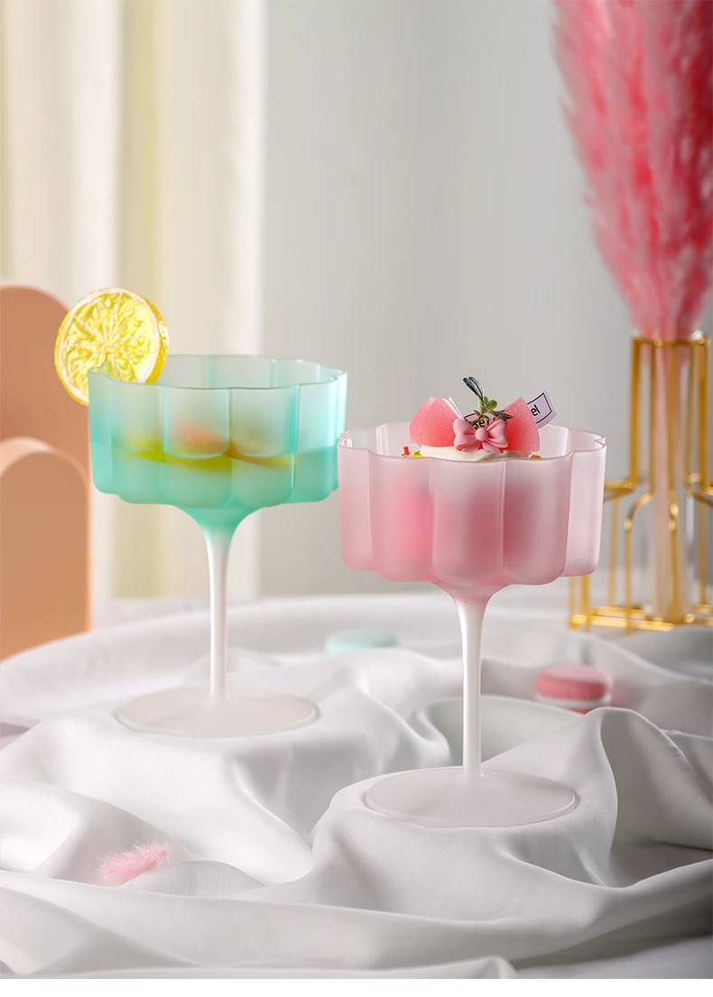 Colorful Frosted Glass Cocktail Mug Masked Candy Goblet Home Petal Lace Macaron Ice Cream Cup Holiday Party Barware (art.: 3920cfa4d55bc) - 3920cfa4d55bc