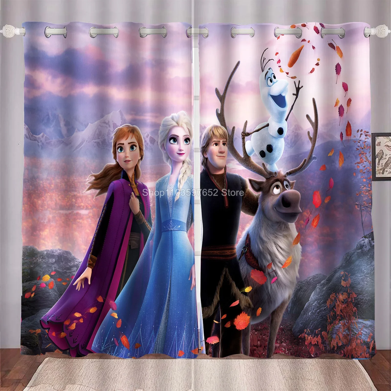 Занавески на окна в стиле аниме волшебные лошади холодная принцесса Эльза