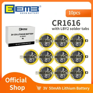 EEMB 10PCS CR1616 Battery With Solder Tabs CR1616 CR2025 CR2032 Battery Compatible with Gameboy Color Gameboy Advance game box