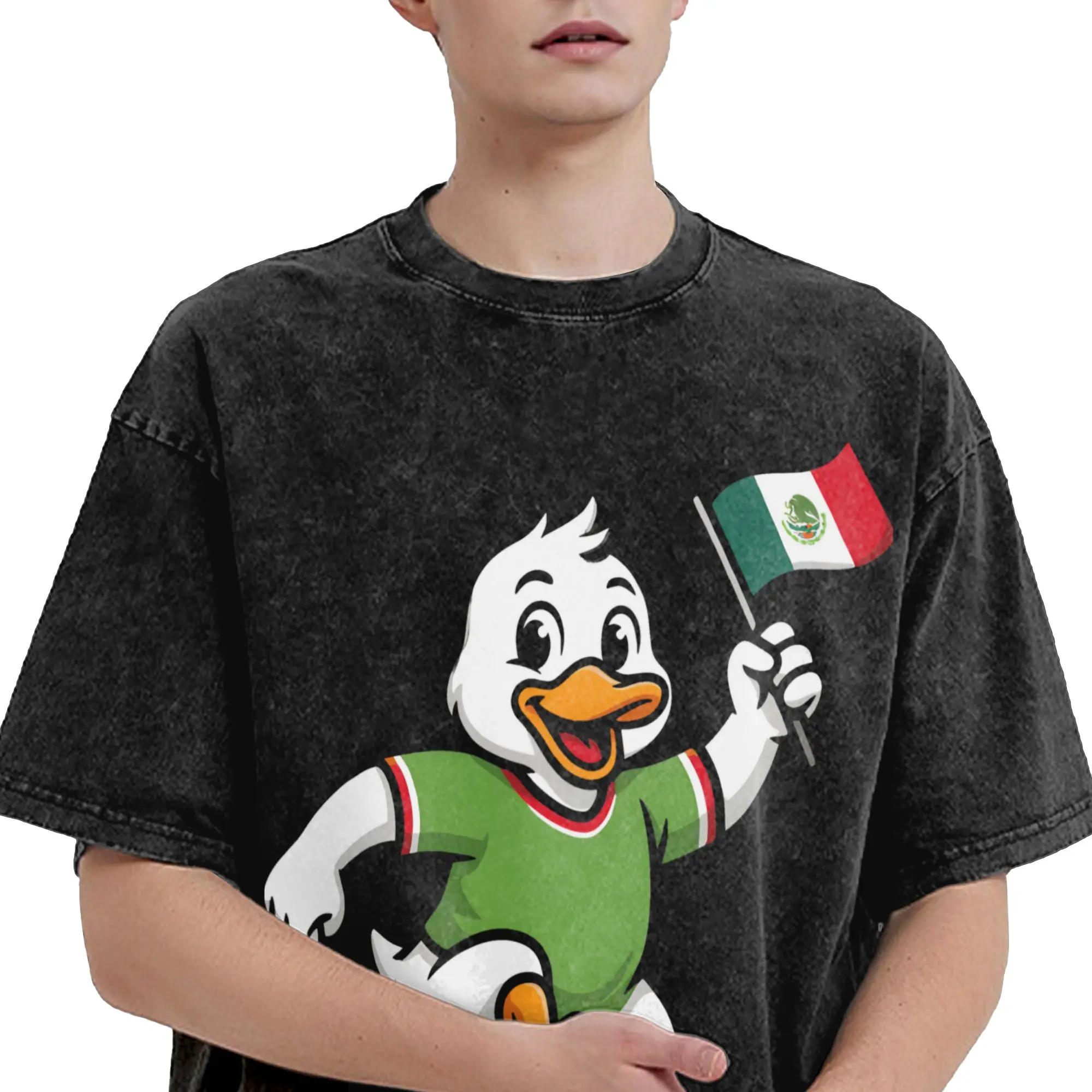 Фото Футболка El Pato del Partido Merlin The Duck Mexico Soccer, хип-хоп, из выстиранного хлопка, в стиле Харадзюку, винтажная, для мужчин и женщин, летняя №4