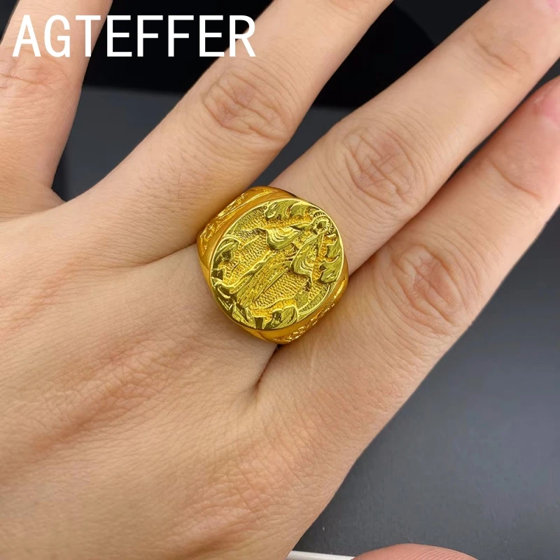 Элегантное кольцо унисекс из желтого золота 14 карат для мужчин ювелирное изделие