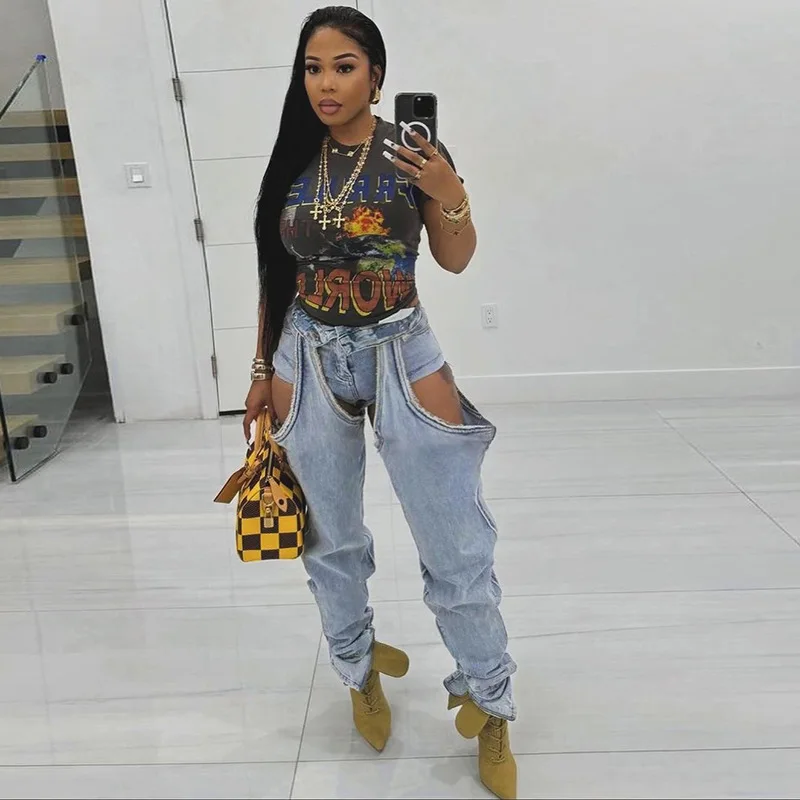 Sifreyr модные трендовые Асимметричные ажурные Брюки Модные пикантные с высокой