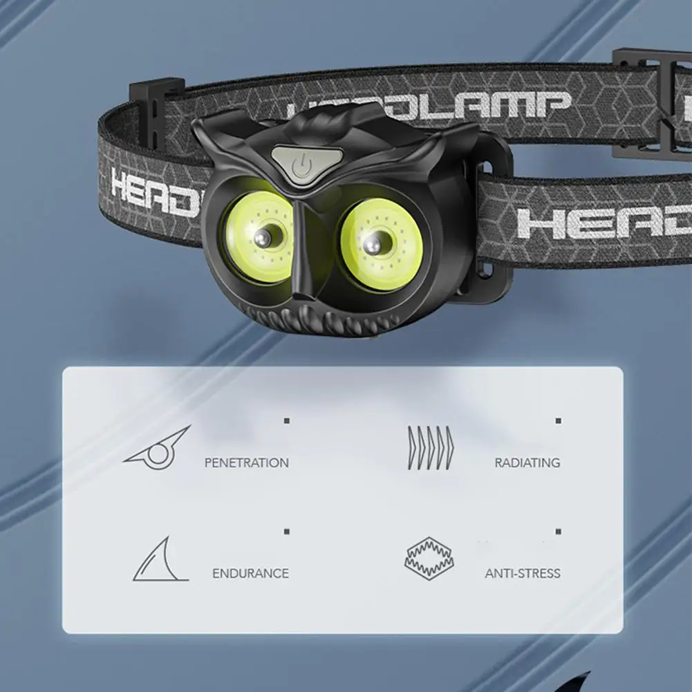 Светодиодная фара с совой и крючком водонепроницаемая перезаряжаемая через USB