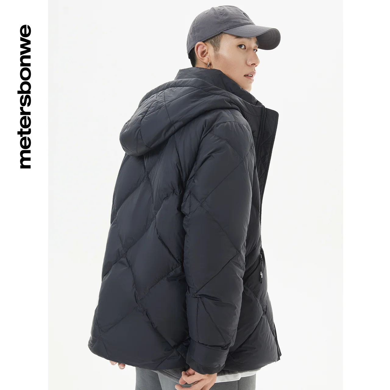 Metersbonwe Men Graphene Fabric Hodies Down Jacket 90%Duck Down Solid Color Warm Wear With Hooded  Winter Down Coats