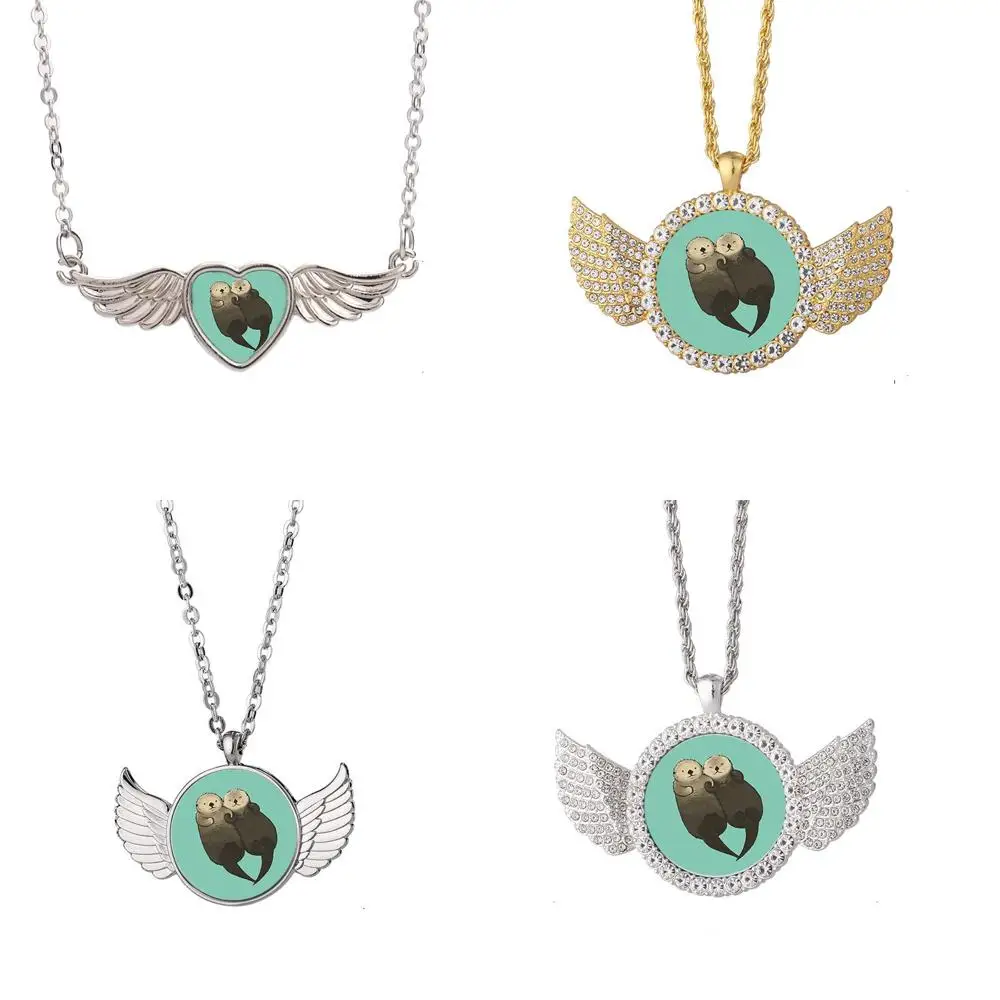 

Significant Otters Otters Holding Hand Uox Angel Wing Necklace Beautiful Pendant Necklace Fashion Jewelry