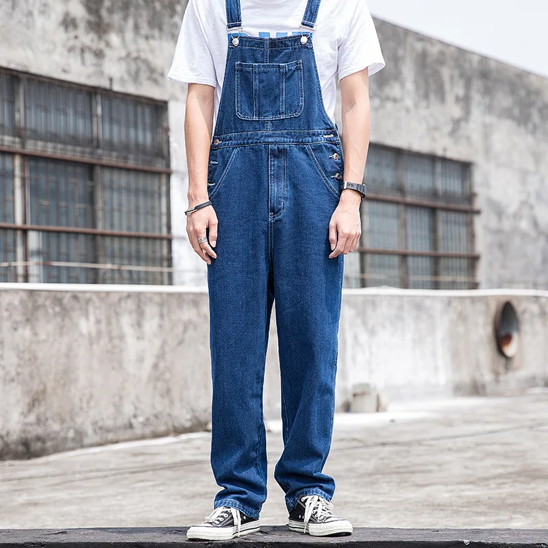 Men Jeans Korean Fashion Loose Straight Suspenders Vintage Cargo Pants Spring Autumn Mameluco Hombre Trabajo Size 5XL Pantalones