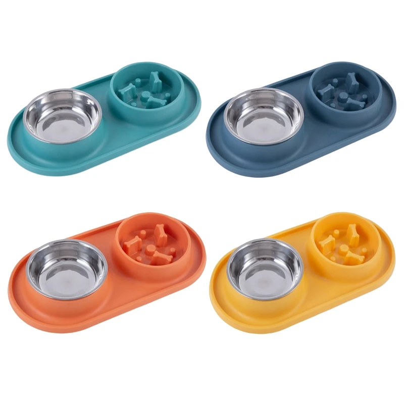 

Миски для домашних питомцев, медленное питание, двойная стандартная миска для собак и кошек, миски для медленного кормления, антиудушная ко...