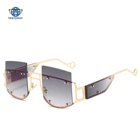 teenyoun new large alloy rivet square sunglasses hot selling in europe and america fashion trend unique glasses