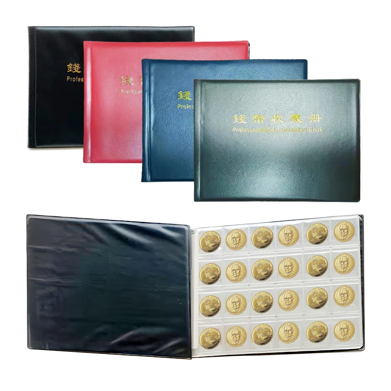 

Money Coin Storage Album Coin Leather Storage Book Copper Coin Vertical Waterproof Durable Home PVC Collection Album 240 Pockets