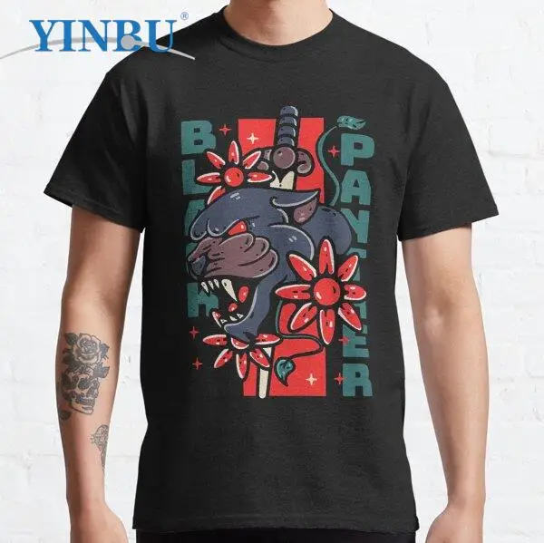

Мужская короткая футболка с графическим рисунком бренда YINBU, Черная пантера