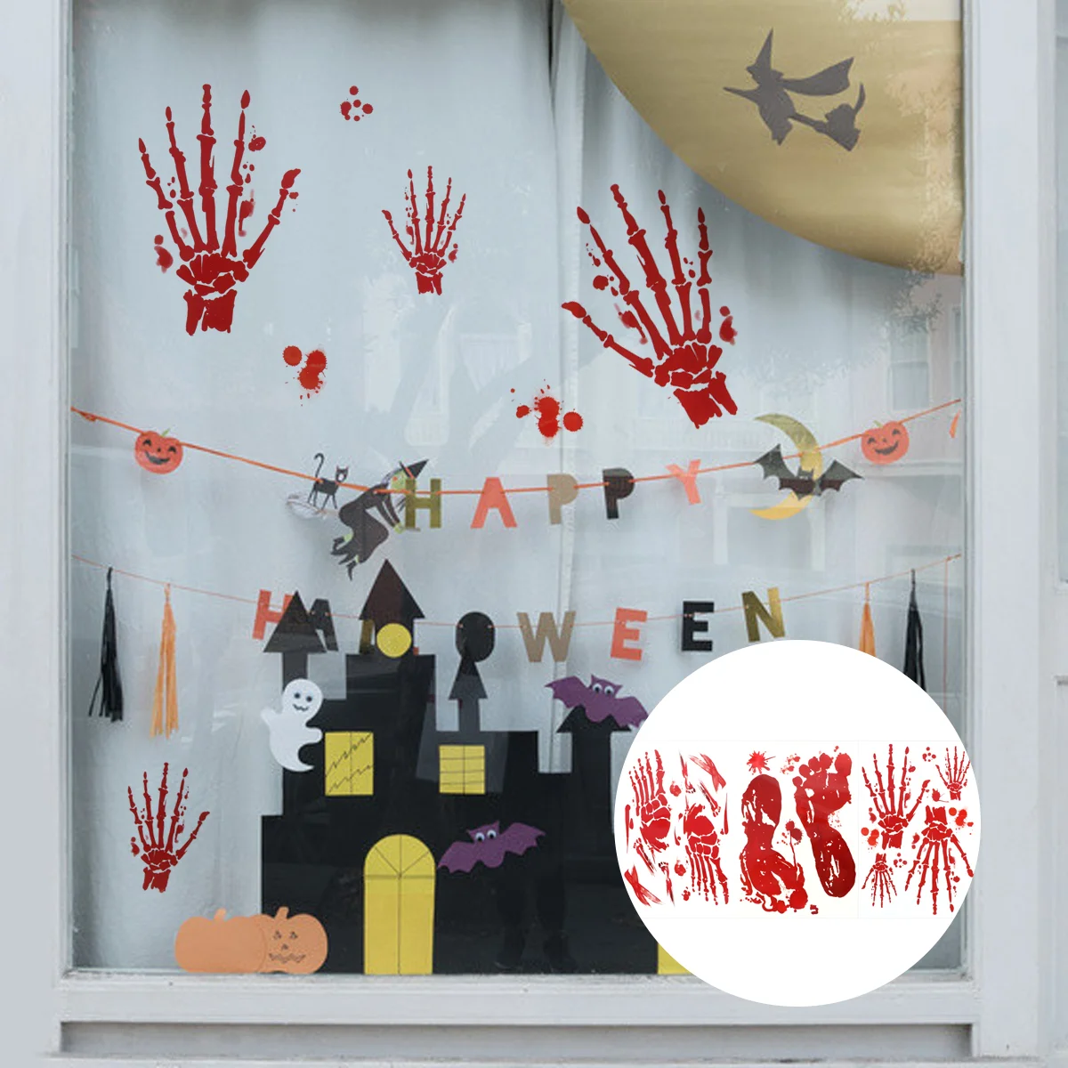 

Наклейки, наклейки, водостойкие, страшные, страшные, ужасы, Хэллоуин, дом с привидениями, отпечатки ног, ручная печать, наклейки вечерние, окн...