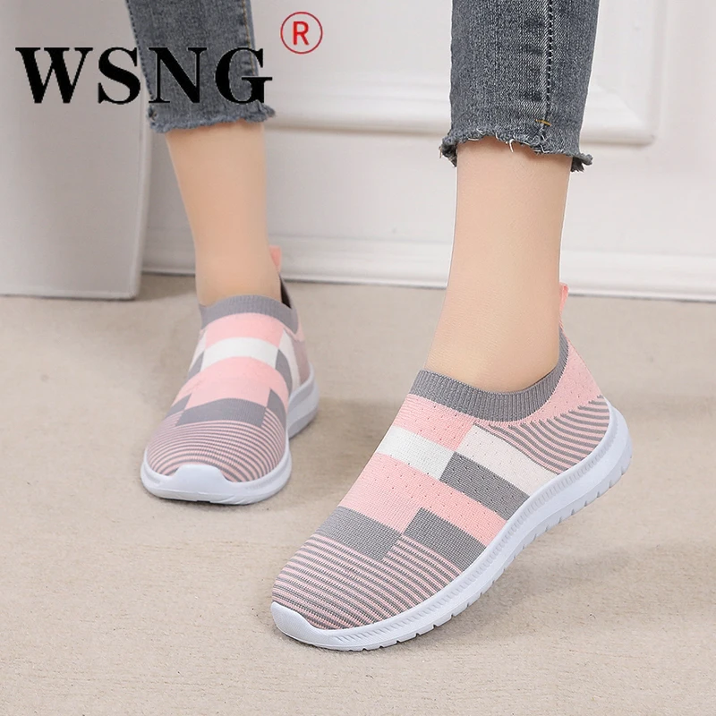 

2022 Women's Colorblock Flat Sneakers Ladies Fashion Slip-On Vulcanized Shoes Women's Lightweight Walking Shoes Tennis Casual