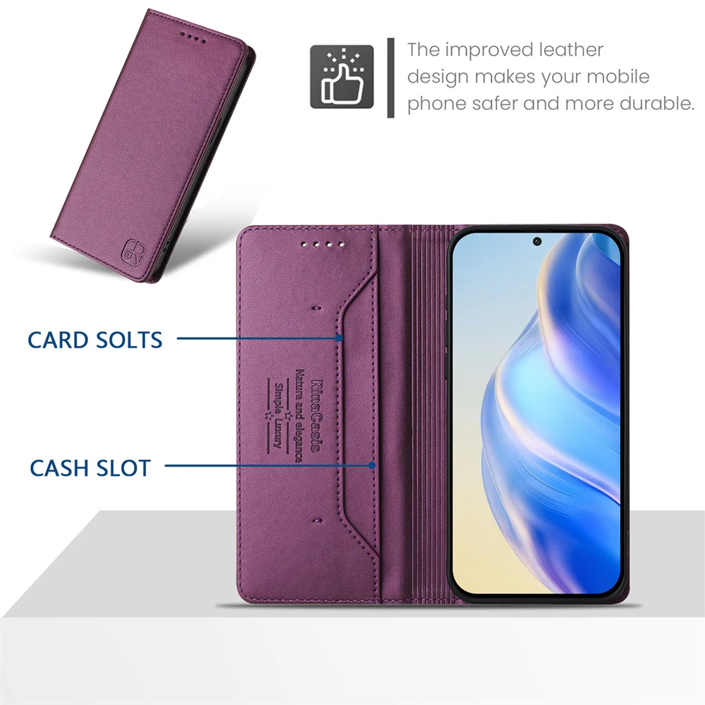Фото Кожаный чехол-книжка с магнитным кошельком для Redmi 15c 15 14c 13c 13 12c 12 10A 10 9 8A 7 Redmi K70 K60 K50 K40 A5 A3X A3 №4