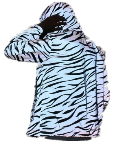 

2022NEW Men's Full Reflective Jacket Casual Women Windbreaker Hip Hop Hooded Coat Waterproof Printed Streetwear Night Shiny