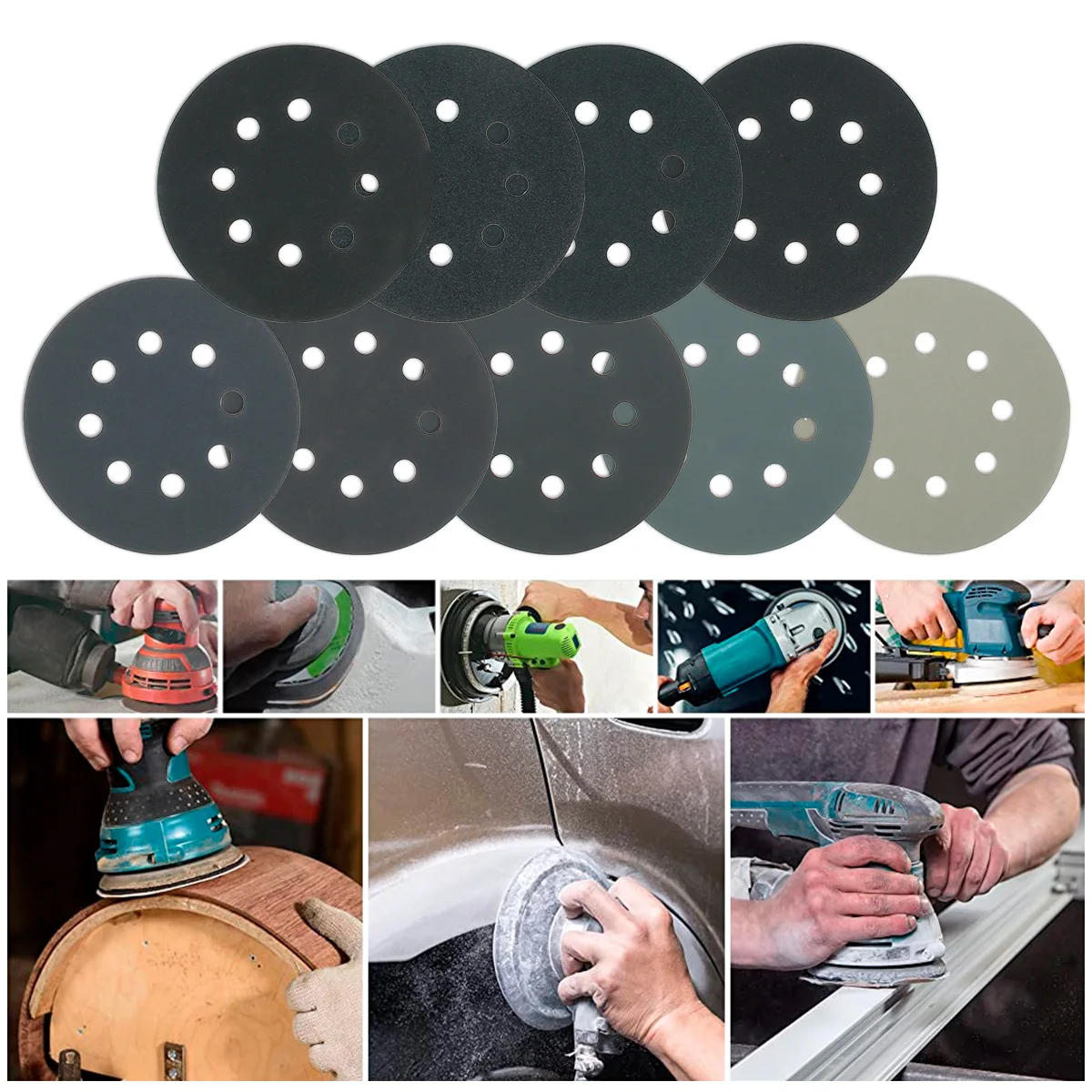 

54 pcs Sanding Disc Silicon Carbide 5 inch Round Sanding Paper 60-3000 Grit Sanding Sheet for Die Grinder Surface Strip Polish