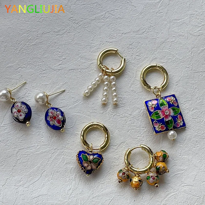

Asymmetric Glaze Pearl Earrings European And American Style Personality Fashion Pendant Earrings Ms Travel Wedding Accessories