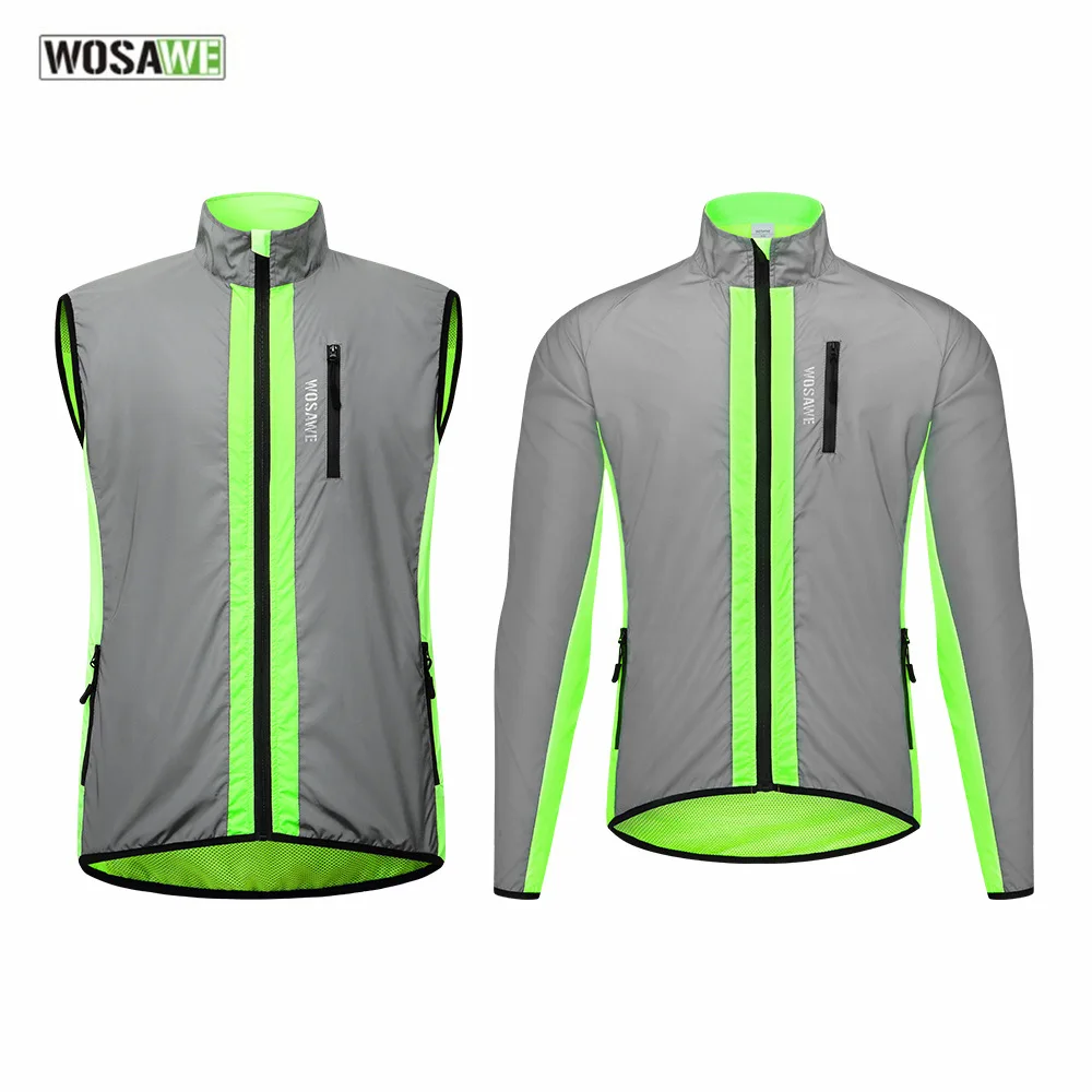 

WOSAWE Весенняя Мужская куртка, полностью Светоотражающая велосипедная ветровка, водонепроницаемая ветрозащитная велосипедная мотоциклетная верхняя одежда, жилет