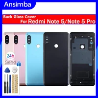 ansimba for redmi note 5note 5 pro back housing cover part with adhesive sticker cover replacement back glass cover for xiaomi
