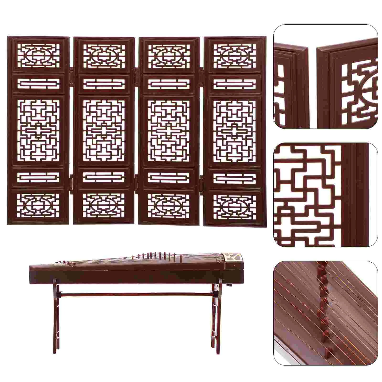 

Guzheng Toy Accessories Retro Screens Landscape Decoration Kids Suit Case Country Home Desktop Ornament Model