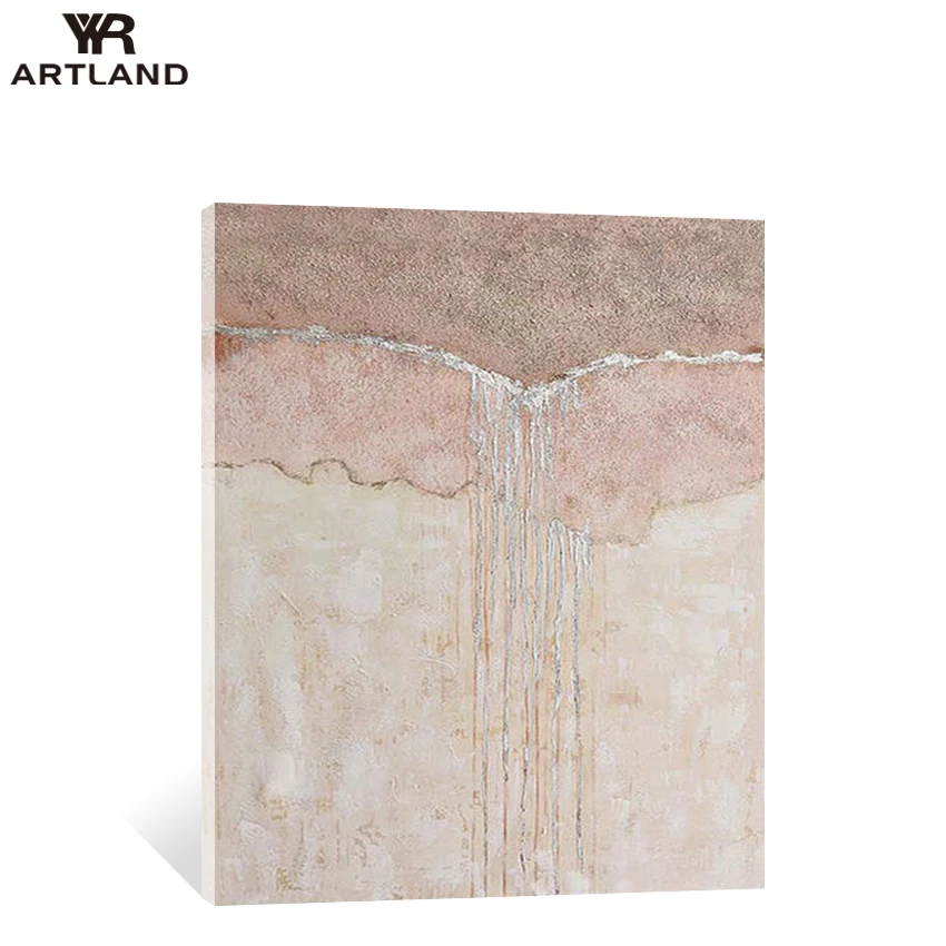 

Nordic Texture Pink Abstract Oil Painting Hand Painted Canvas Wall Poster For Interior Decor Mural Hang Picture For Living Room