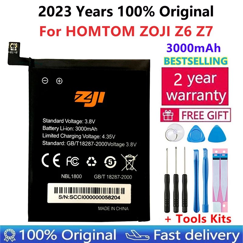 

100% Original NEW High Quality 3000mAh Replacement battery for HOMTOM ZOJI Z6 Z7 mobile phone batteries Bateria