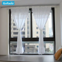 White Semi Crushed Sheer Curtains for Living Room Window Solid Color Ruffles Style Tulle Bedroom Curtain Panels Party Drapes