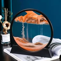 712inch moving sand art picture round glass 3d deep sea sandscape in motion display flowing sand frame sand painting
