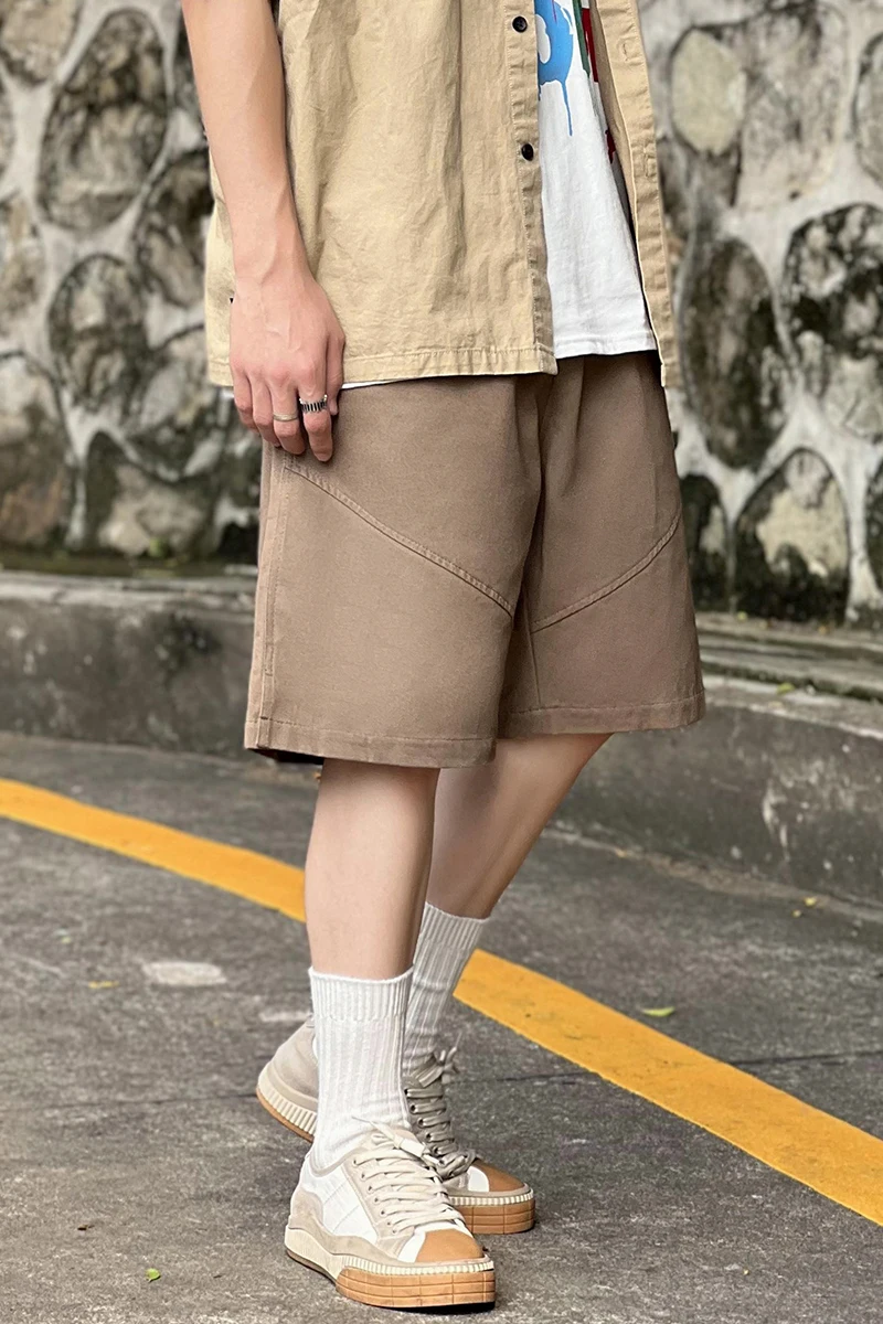 ZCSMLL Fashion ins Japanese retro style casual shorts men's summer fashion brand stitching loose versatile Capris 2022 images - 6