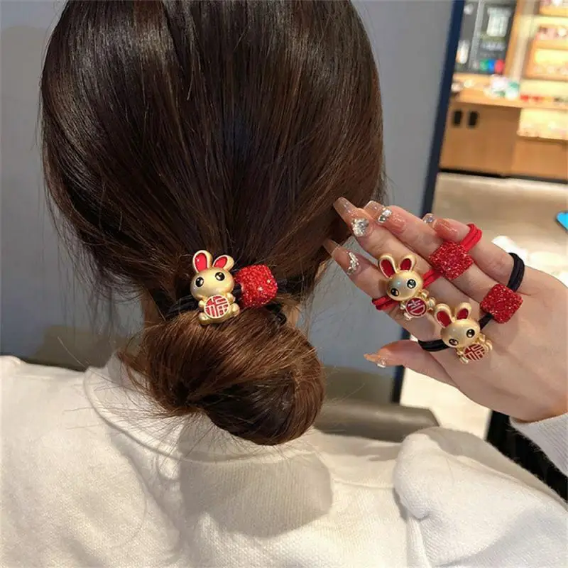 

Cartoon Rabbit Elastic Hair Band Can Be Reused For A Long Time. Not Easy To Break Bunny Tie Head Rope Durable Sturdy And Durable