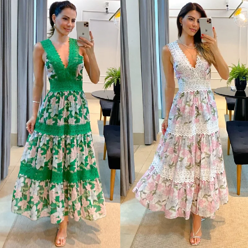 

Temperament women's sleeveless V-neck lace swing dress sexy dress summer dress Party Dress