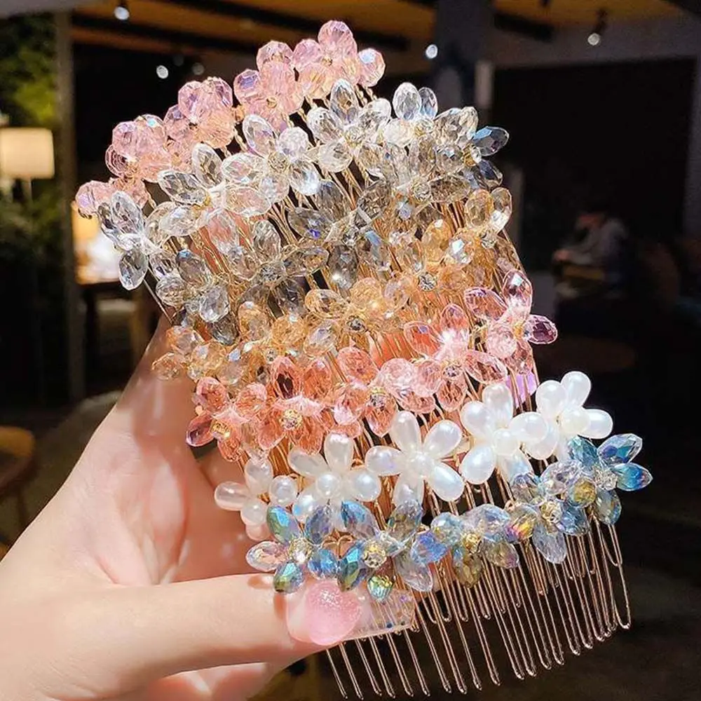 

Korean Style Hair Accessories Arylic Imitation Pearl Hair Claw Crystal Hair Clip Kids Hair Comb Children Flower Hairpin