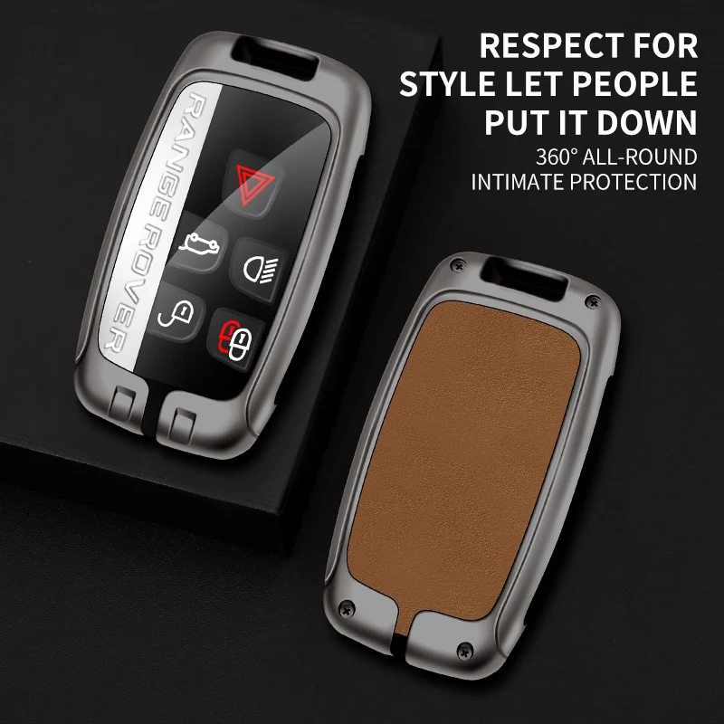 

For Land Rover Range Rover Sport Evoque Freelander Auto Keyless Protector Shell New Metal Leather Car Remote Key Case Cover Fob
