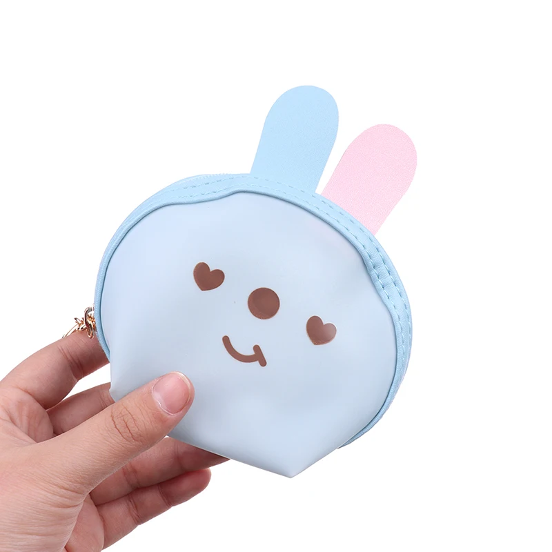

1PC Cartoon color contrast rabbit smiling face zero wallet mini cute storage bag children's key chain bag