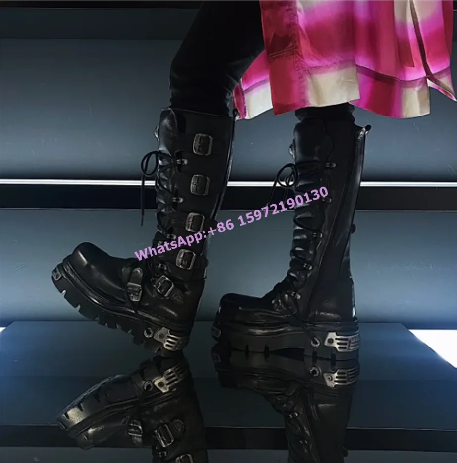 Кроссовки женские Nit Metalowa klamra Gruba podeszwa Buty z okrągłym noskiem Sznurowane