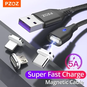PZOZ 5A Магнитный кабель usb type c Micro usb Тип C супер быстрая зарядка телефона Microusb Тип-C магнит Зарядное устройство usb c для iphone 11 pro huawei xiaomi магнитная зарядка для айфона шнур для зарядки телефона