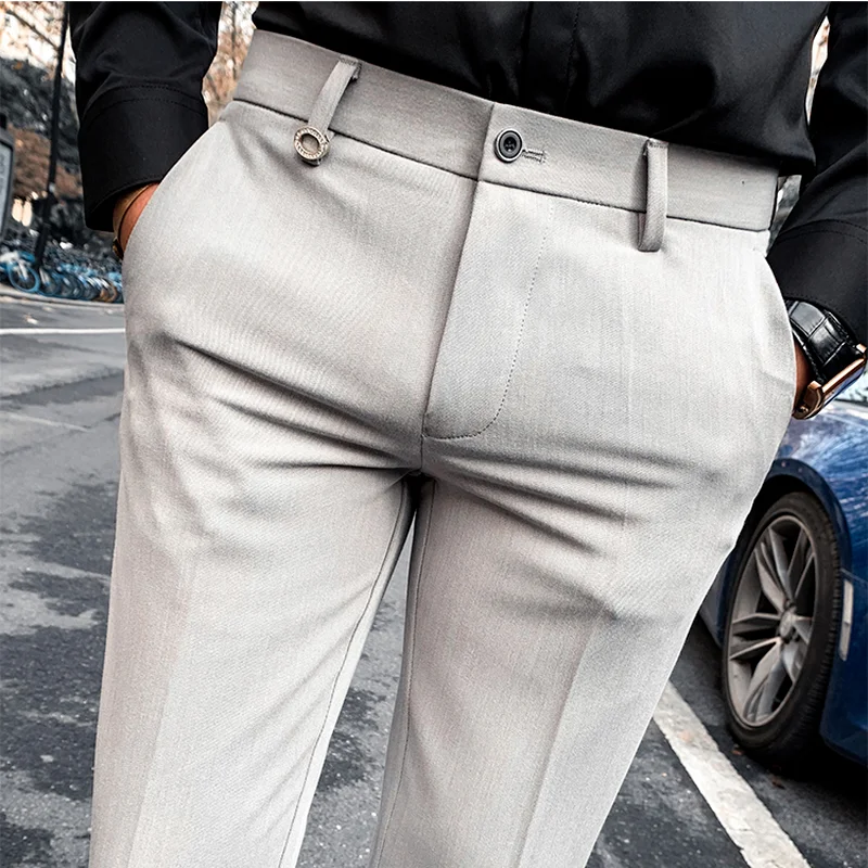 

Men's Suit Pants Formal Pants New Stretch Slim Solid Color Straight Dress Pants Fashion Boutique Men's Clothing Ankle Trouser