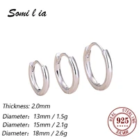 somilia 100 sterling silver stud earrings simple hip hop punk style sparkling round earrings for women fashion party jewel