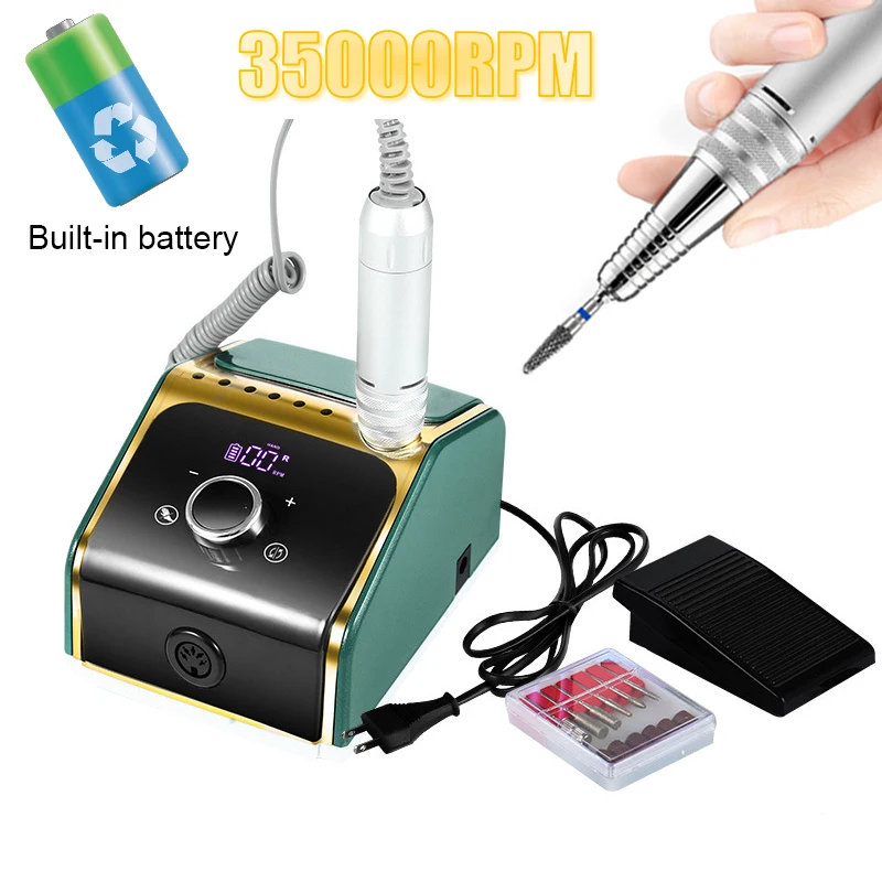 Rechargeable Nail Drill Machine 35000RPM Electric Mill Cutter Sets For Manicure Pedicure Kit Nail Drill Pen Salon Nail Equipment