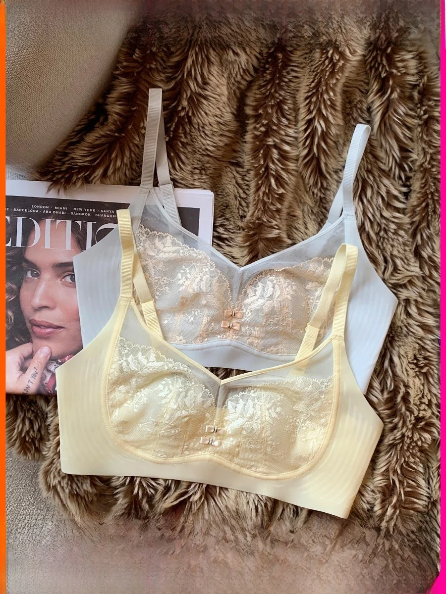 Thin Sexy Soft Support Lace Underwear Women Big Chest Makes You Look Smaller No Steel Ring Micro Push up Breast Collection An...